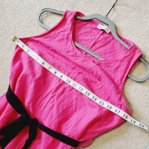 Civico 51 Italy Linen Barbie Pink Tie Waist A Line Boho Cottagecore Dress M - Picture 3 of 7